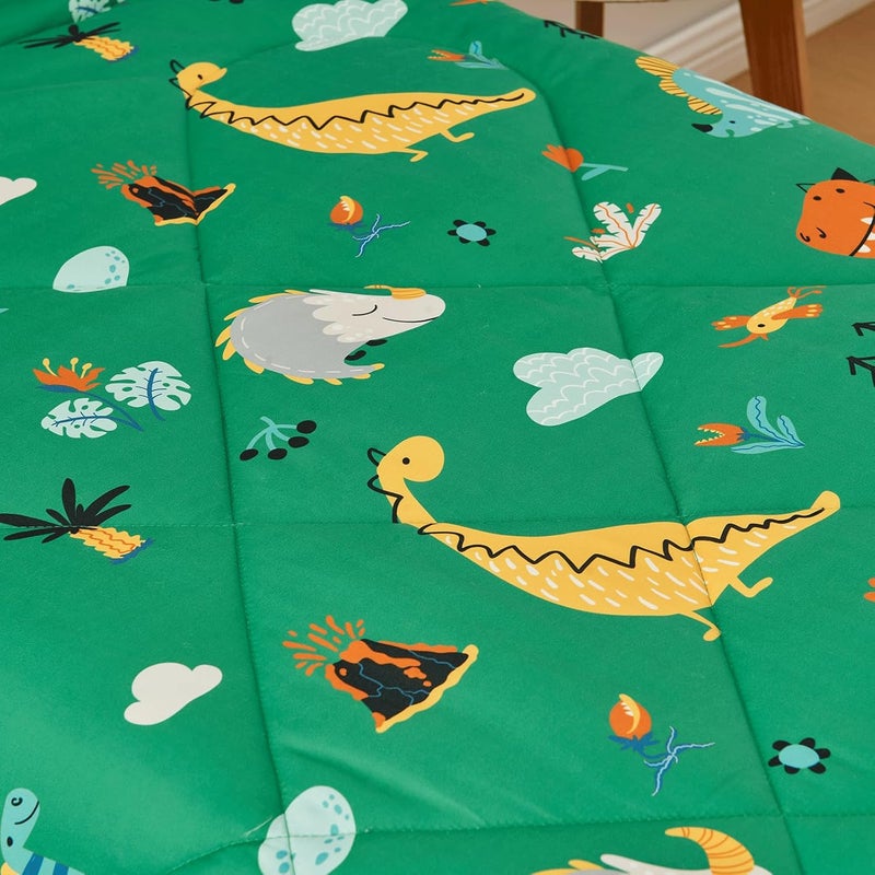 beeweed 4 Pieces Dinosaur Toddler Bedding Set Boys Girls, 2 Sides Design Bed in a Bag Comforter Set, Includes 1 Comforter, 1 Fitted Sheet, 1 Flat Sheet and 1 Reversible Pillowcase - Image 4